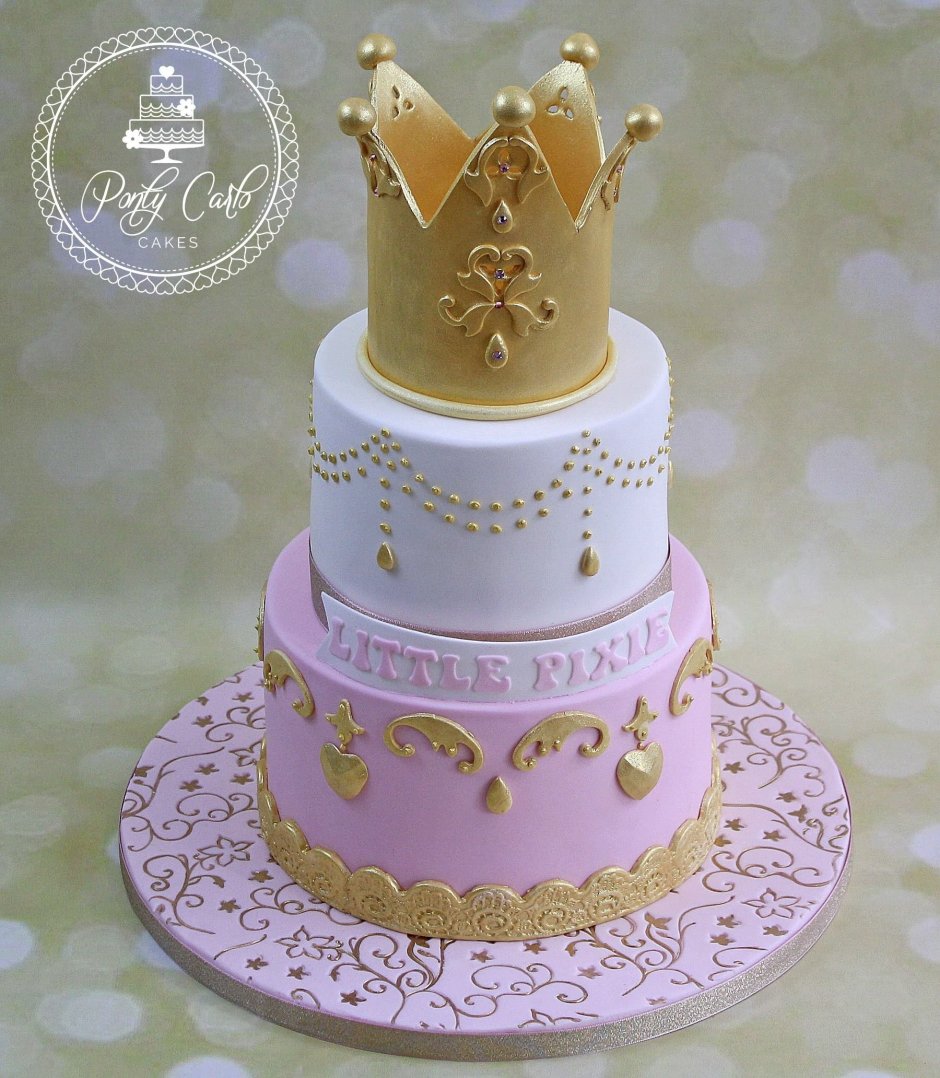 Двухъярусный торт с короной для девочки