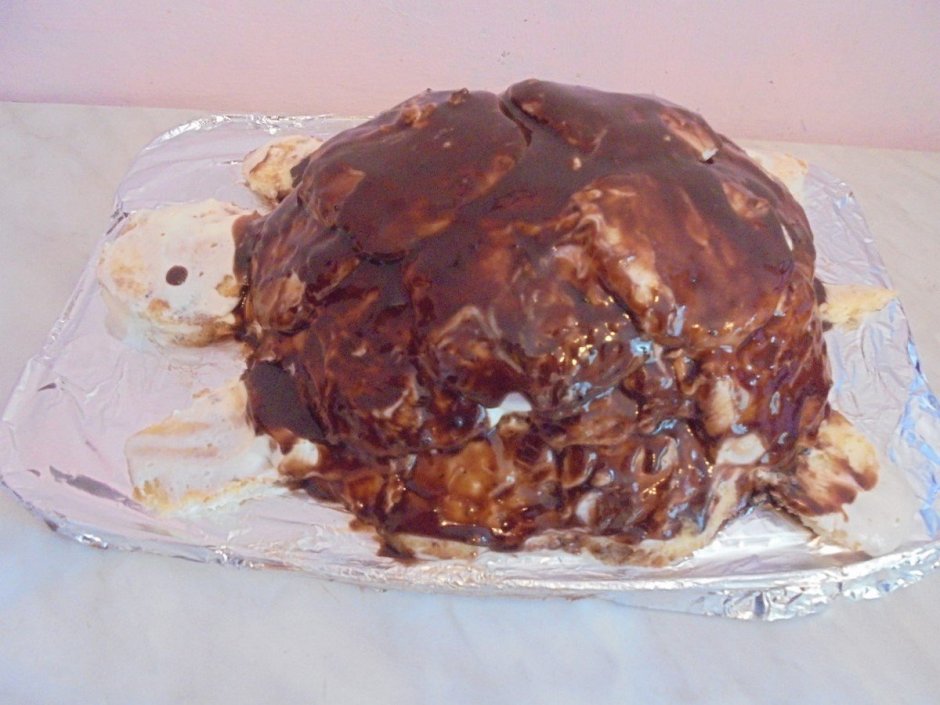 Торт черепашка со сметанным