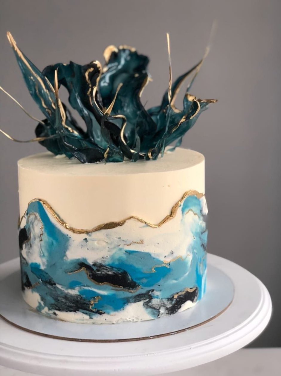 Мраморный декор торта