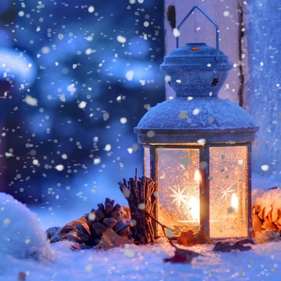 Новогодний фонарик со снегом электрический