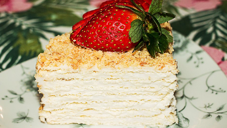 Торт Наполеон с кремом пломбир пошаговый рецепт с фото