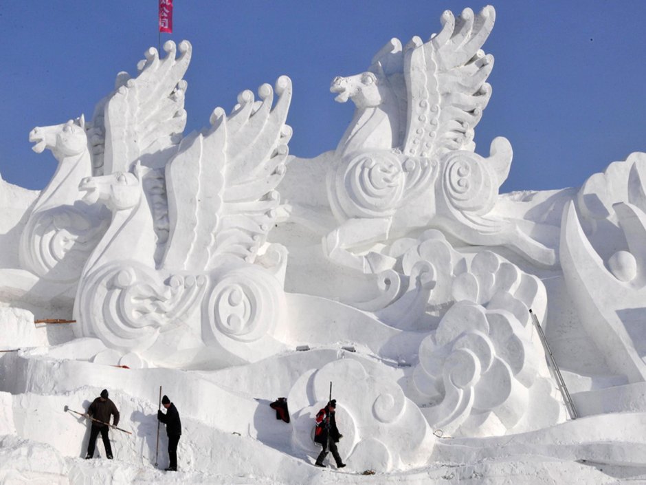 Фестиваль снежных скульптур в Харбине скульптуры