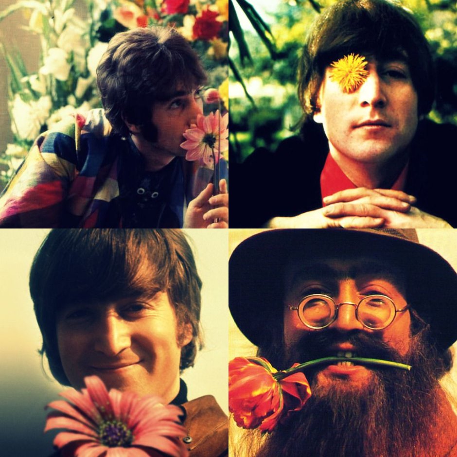 Джон Леннон с цветами