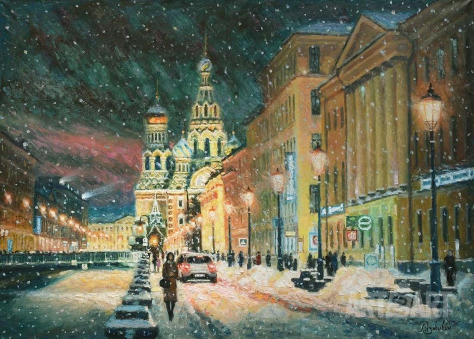 Зимний Санкт-Петербург ночью