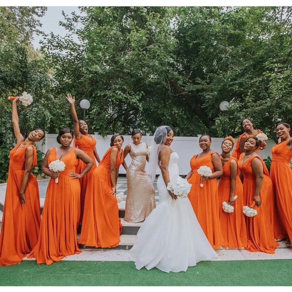 Образ на свадьбу в оранжевом цвете