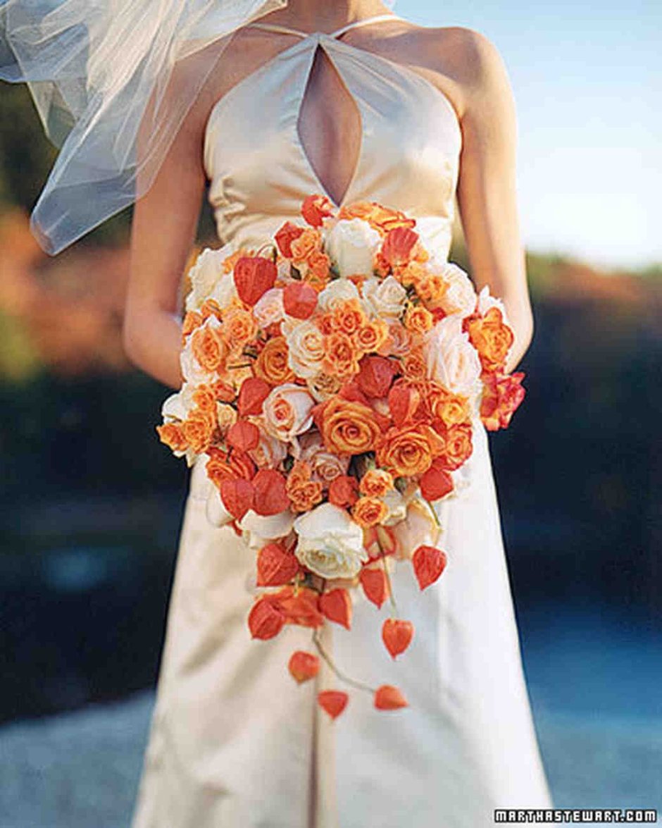 Свадебное платье букет оранжевый