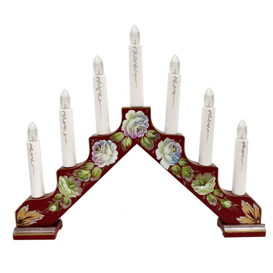Светильник-горка Рождественский Trill (белый) на 7 свечей, 47х39 см, Star trading