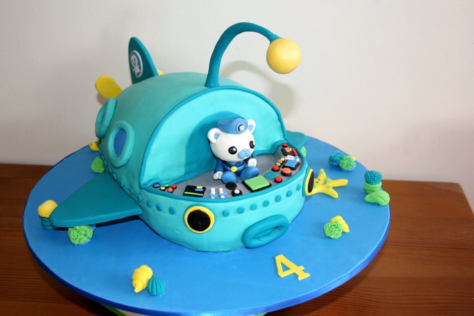 Торт с подводной лодкой для мальчиков