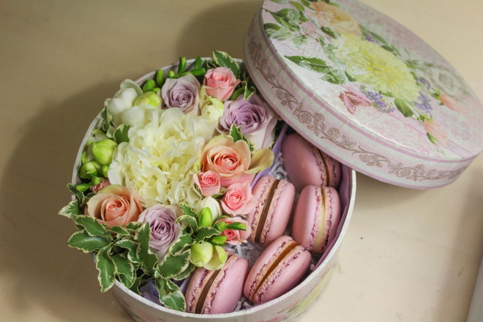 Торт коробка с цветами с крышкой