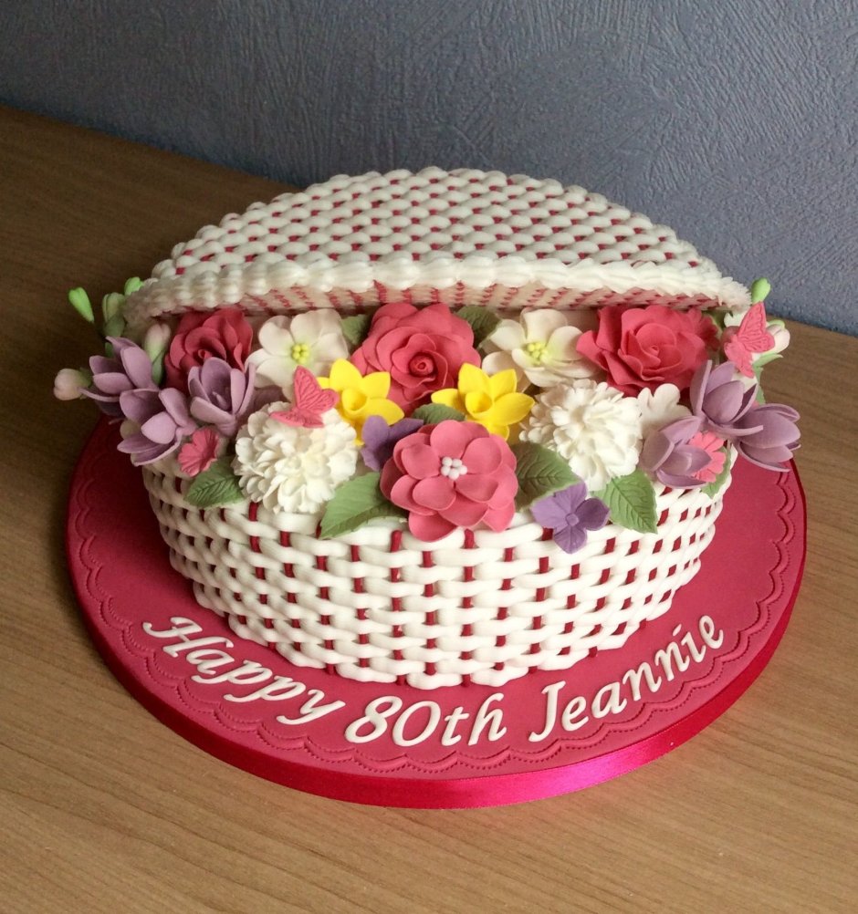 Торт коробка с цветами с крышкой