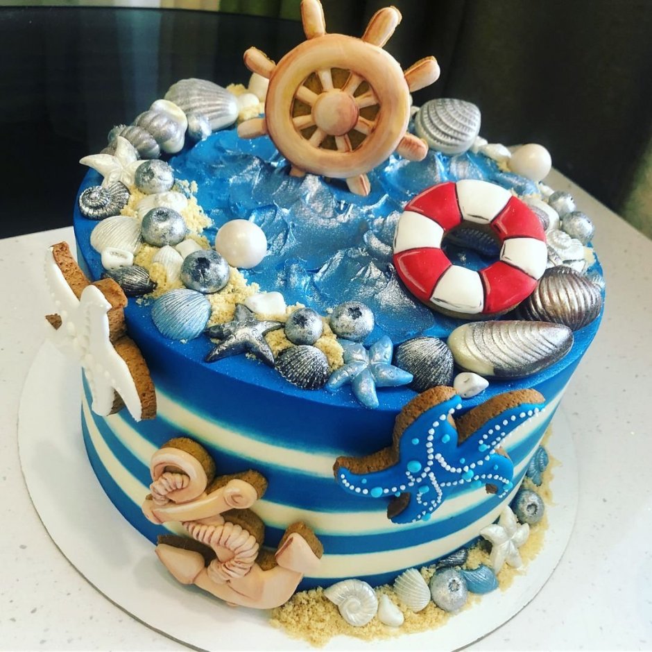 Торт в стиле подводного мира