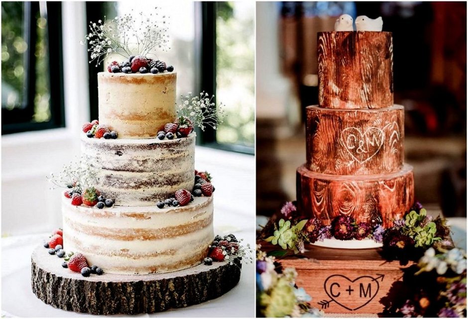 Свадебный торт в стиле рустик