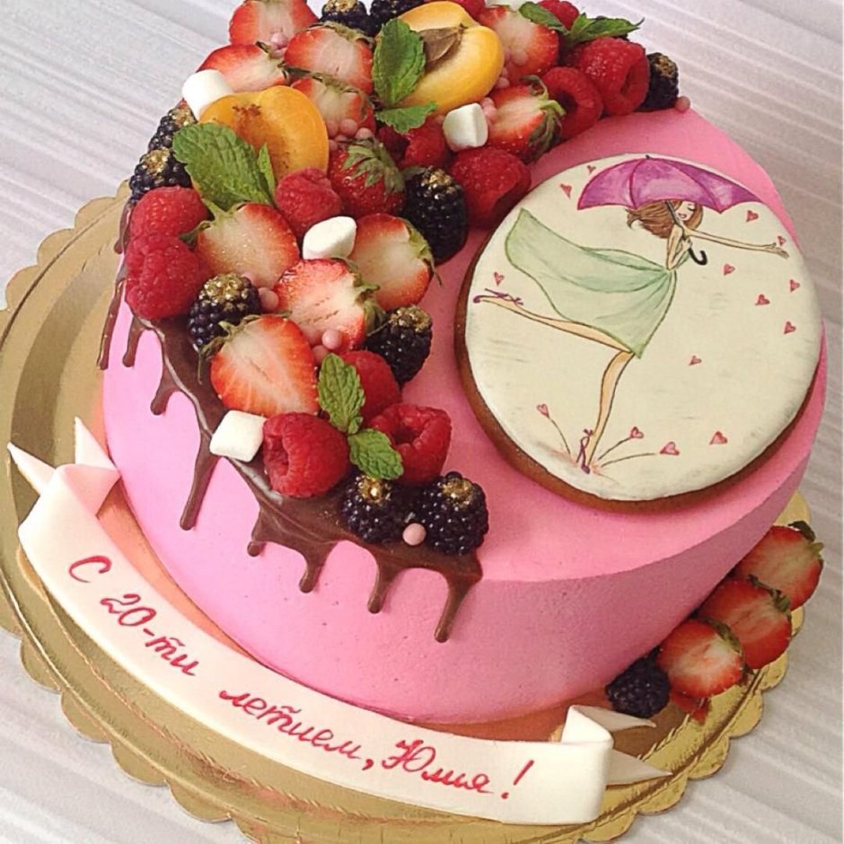 Тортик с фруктами для девочки