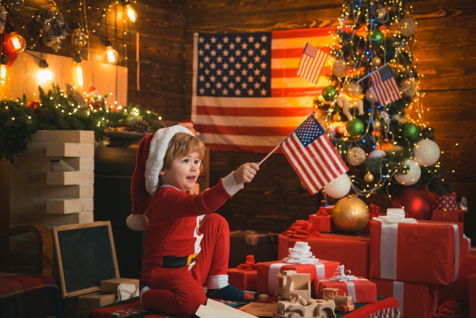 Украшение домов в Америке на Рождество