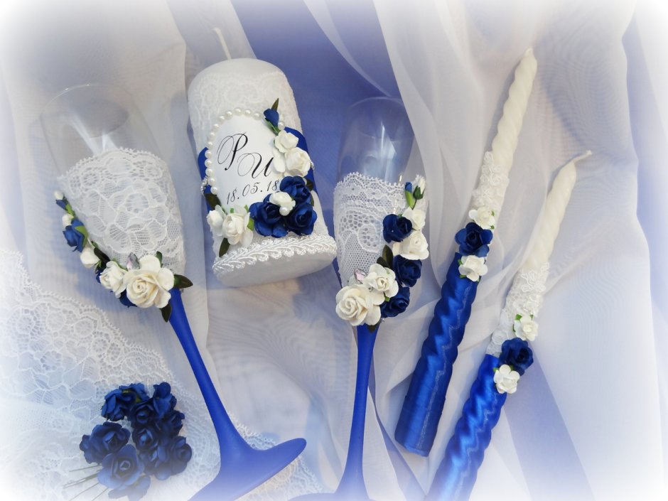 Свадебные наборы сине белые