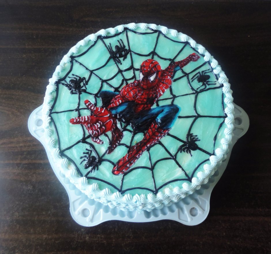 Торт человек паук без мастики с фотопечатью