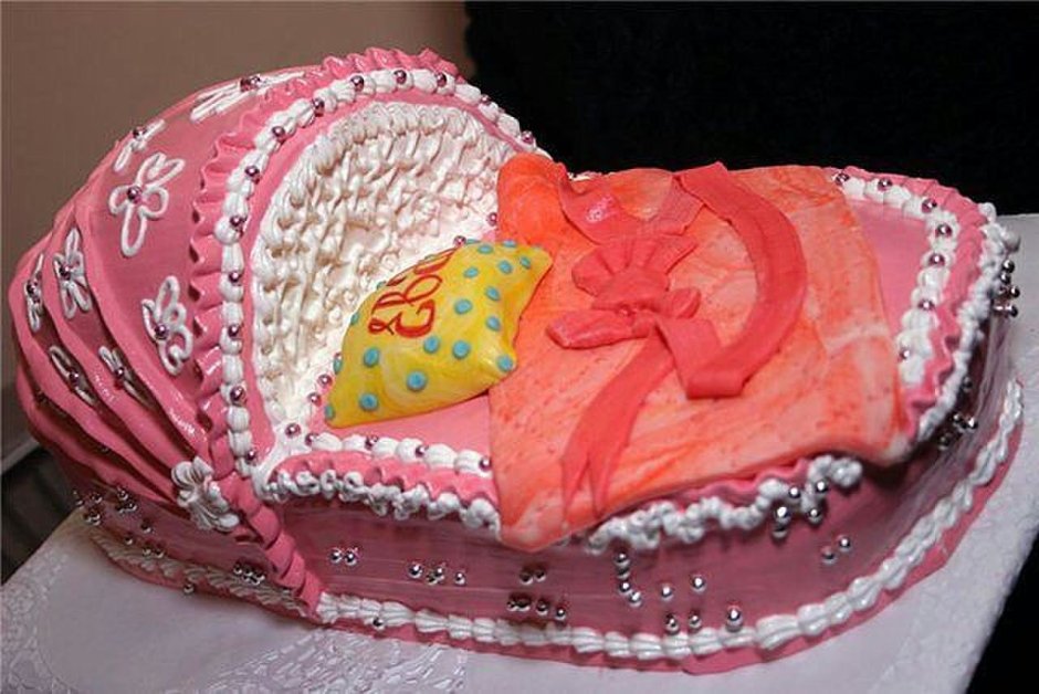 Торт коляска из крема для девочки из крема