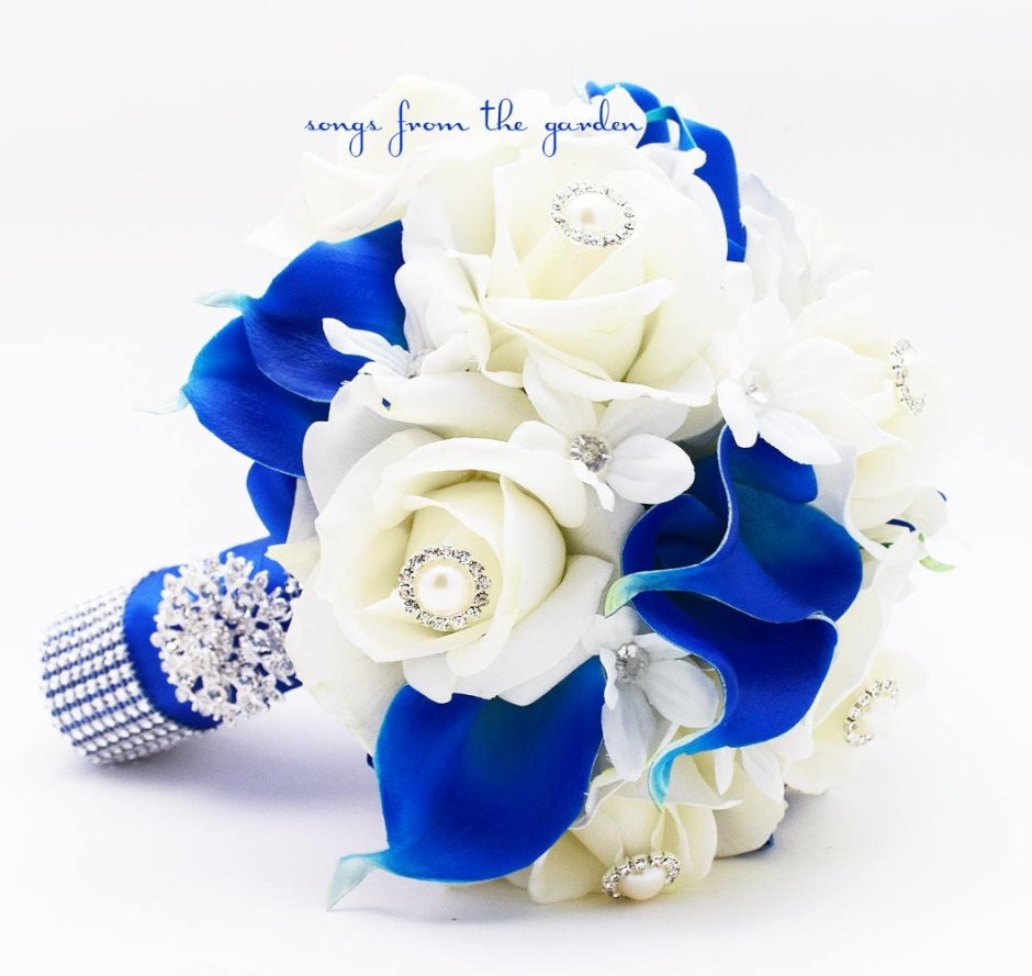 Свадебный букет в синем цвете в реале