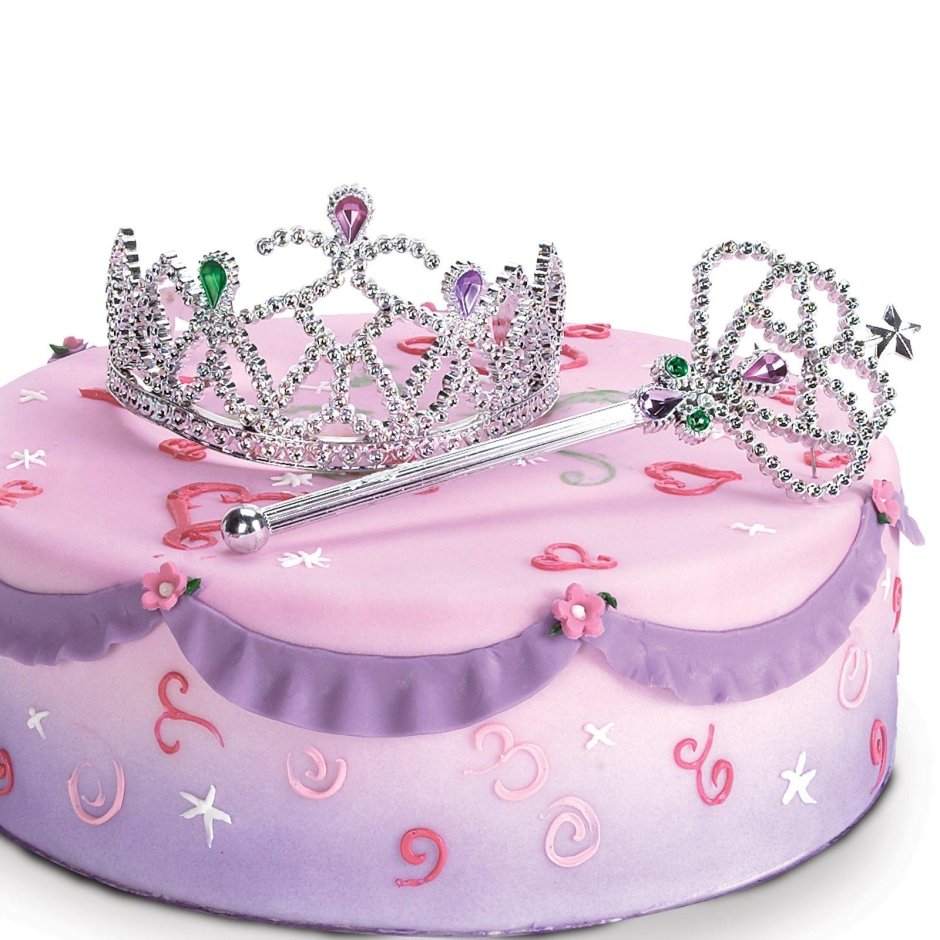 Торт с короной и волшебной палочкой для девочки