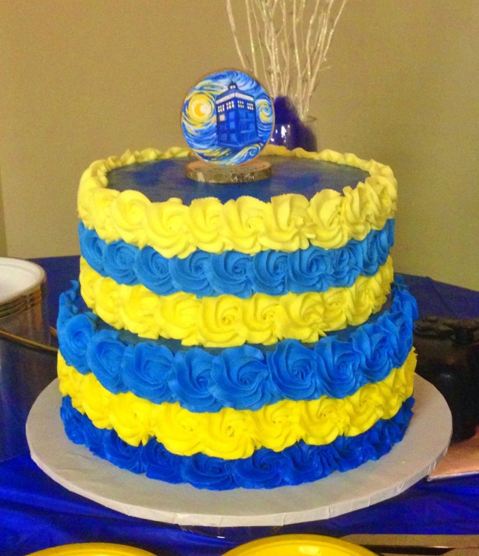 Торт синий с желтым детский