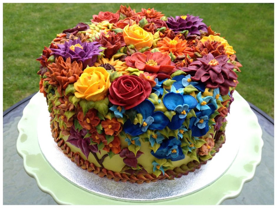 Яркий цветочный торт