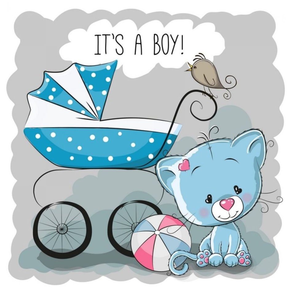 Винтажная открытка с рождением ребенка