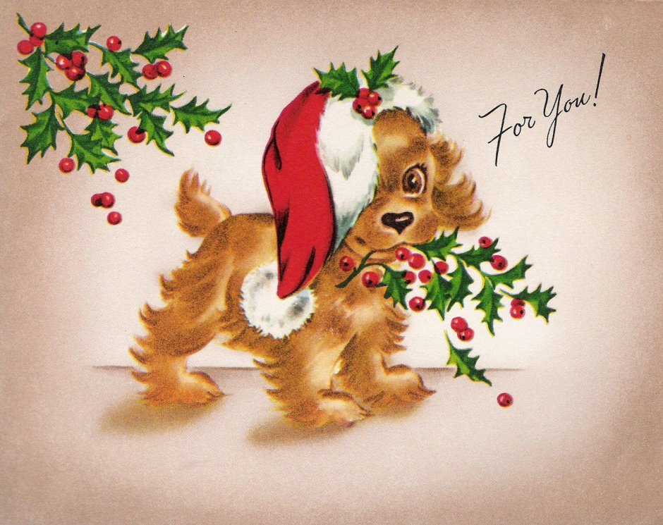 Рождественская открытка с собаками