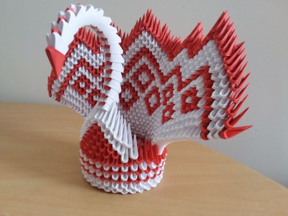 Оригами из модулей гриб