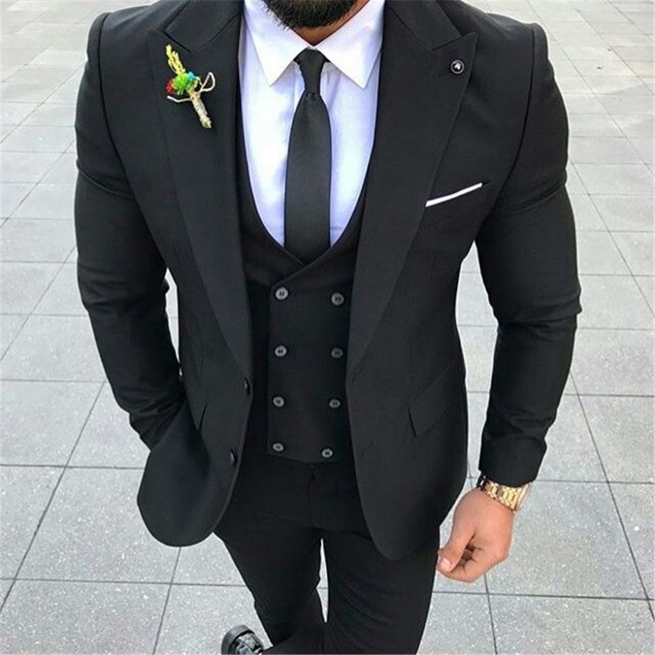 Черный костюм мужской