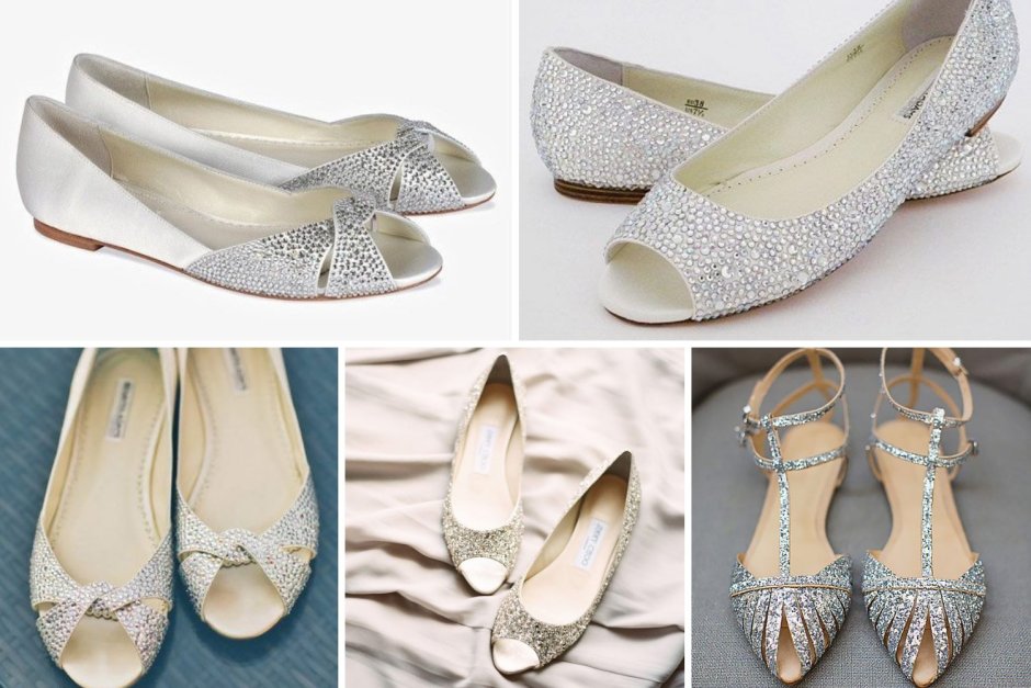 Свадебные туфли без каблука для невесты