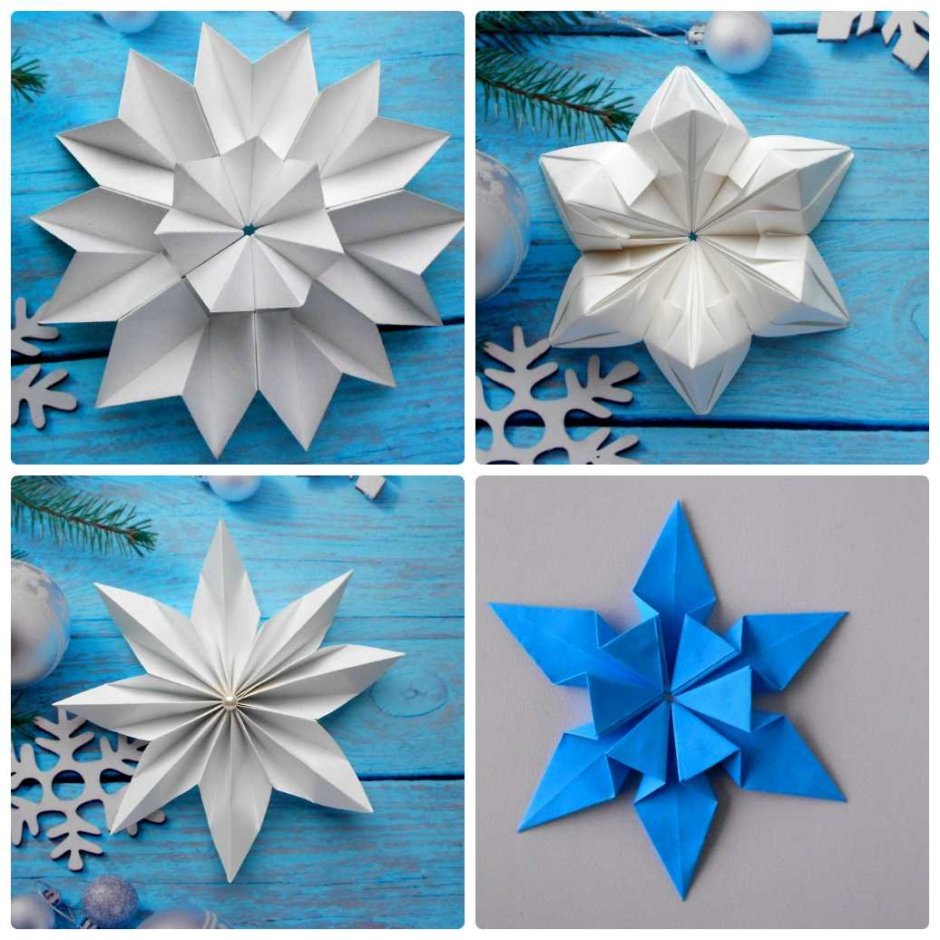 Оригами Снежинка из бумаги