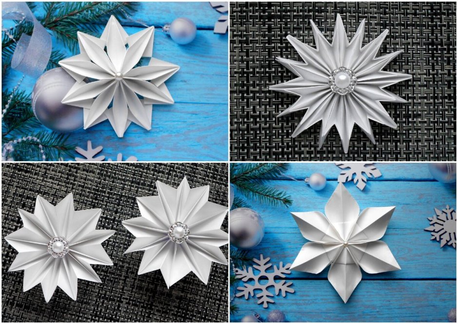 Оригами из бумаги снежинки объемные пошагово