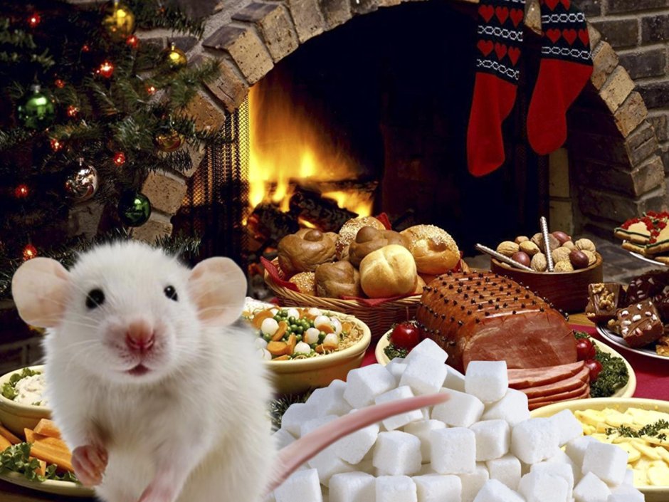 Новогодние крысы на рабочий стол