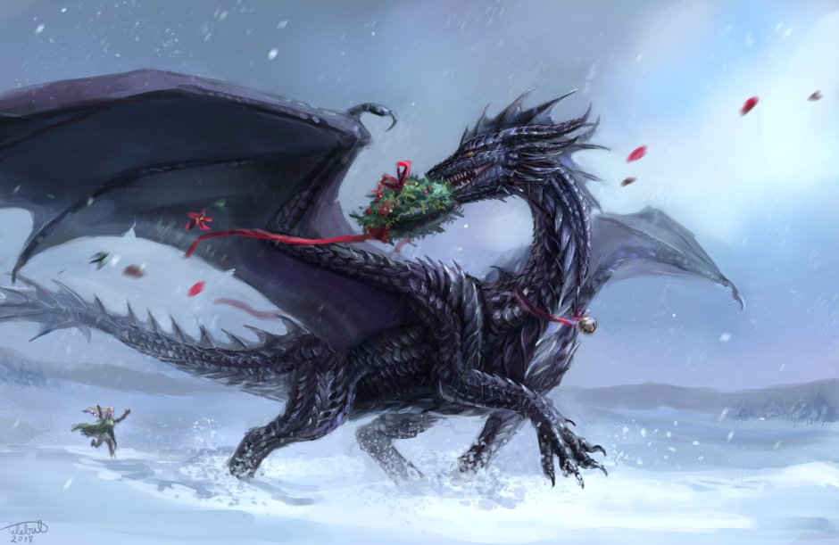Новогодний дракон арт
