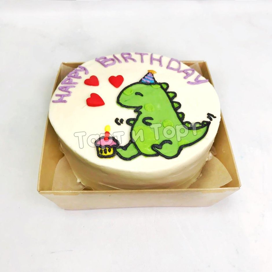 Бенто торт с мультяшным динозавром