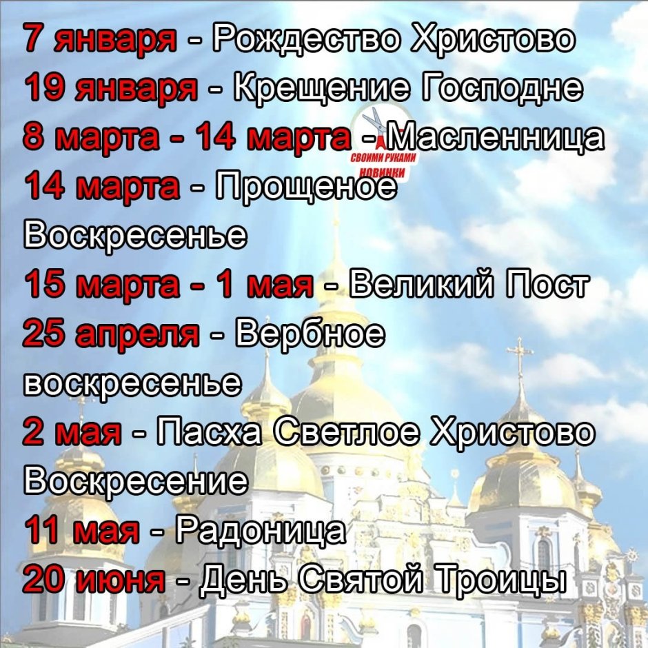Православный церковный календарь на 2020 г