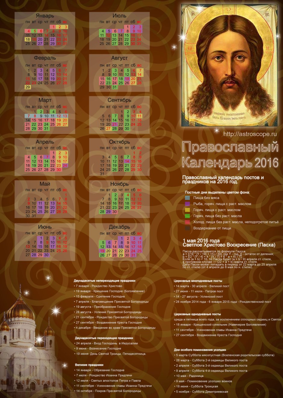 Церковный календарь на ноябрь 2021 года с праздниками