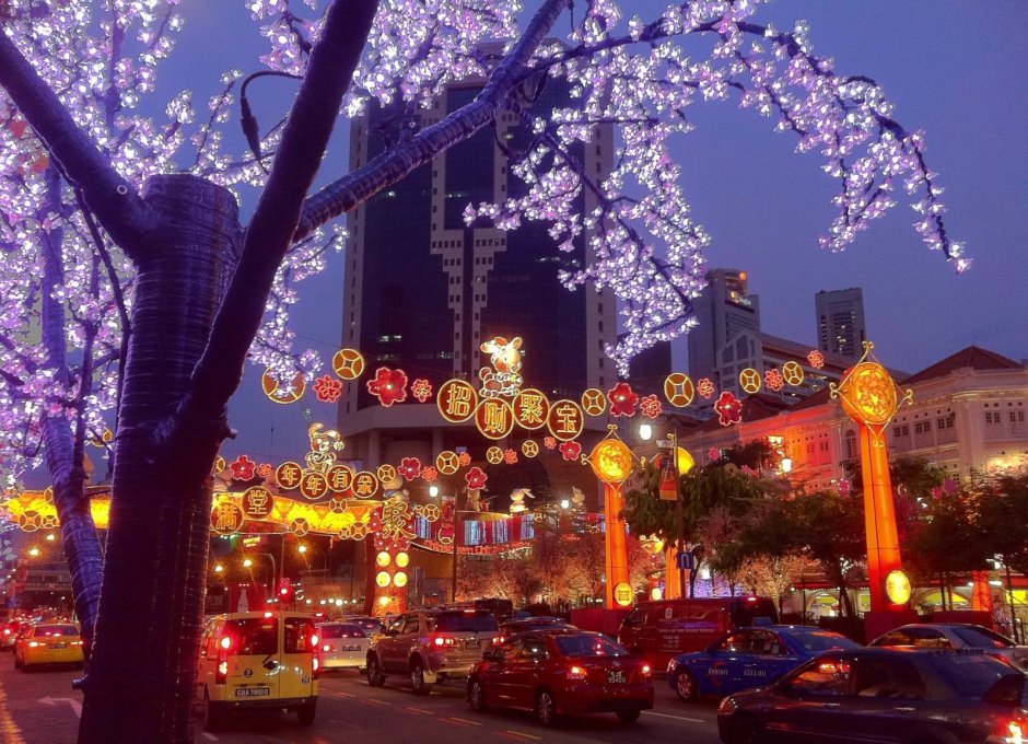 Украшение улиц на китайский новый год