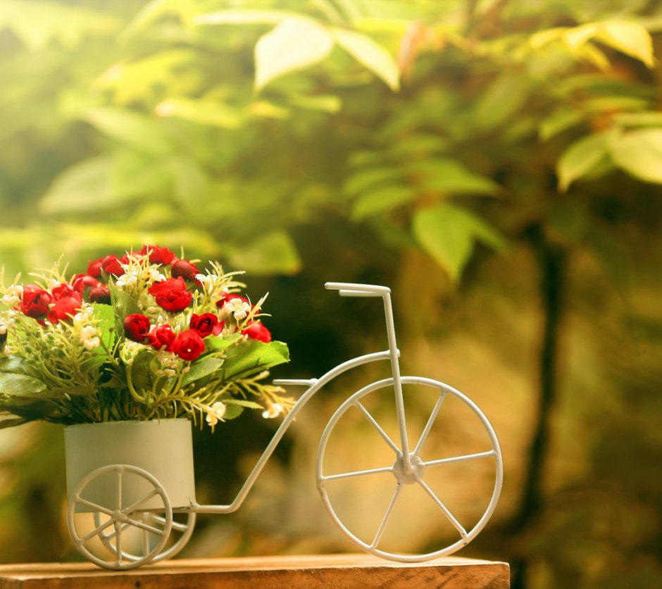 С днем рождения велосипед с цветами