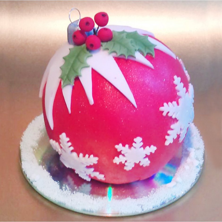 Тортик в виде новогоднего шара