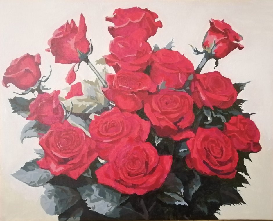 Красная роза живопись