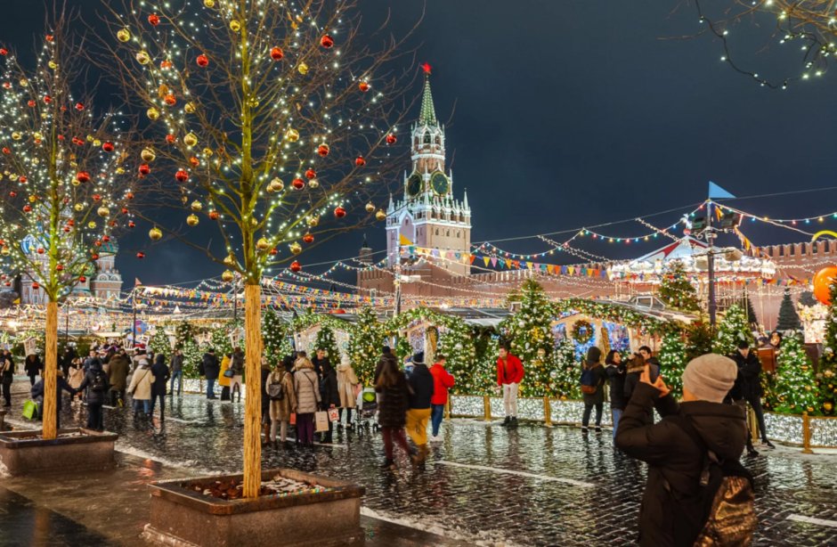 Празднование нового года в России на красной площади