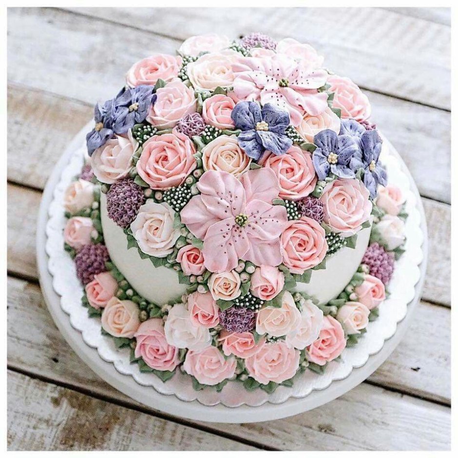 Необычный тортик с цветочками