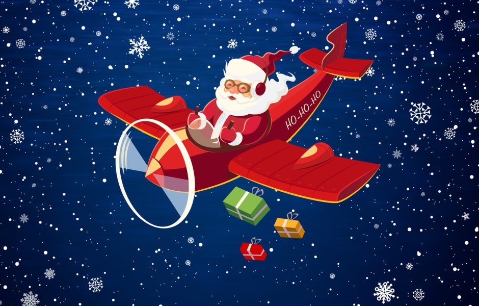 Дед Мороз на самолете