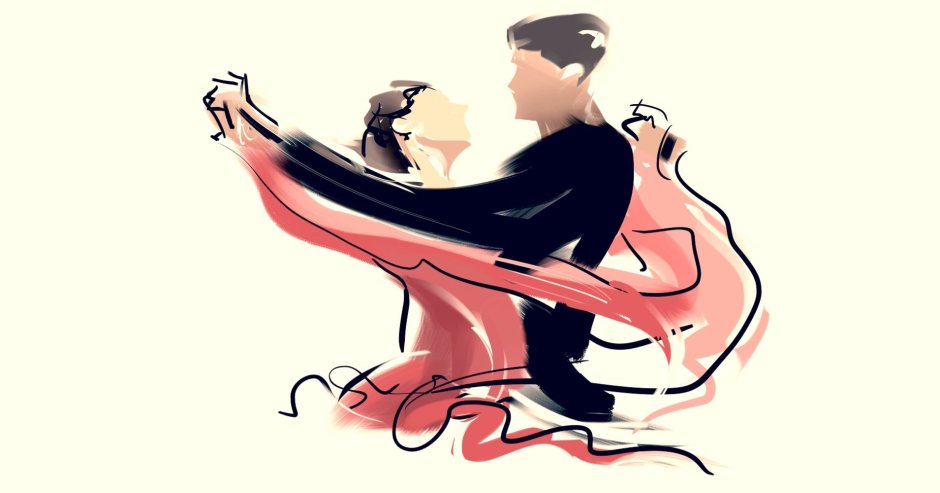 Танцующая пара на прозрачном фоне