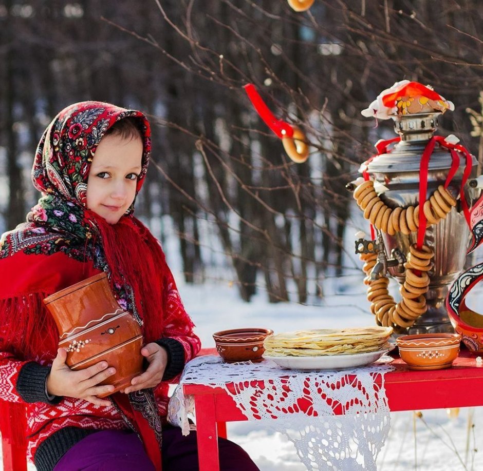 Фотосессия детей зимой в русском стиле