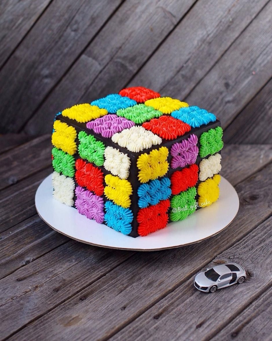 Кубик рубик торт голубой