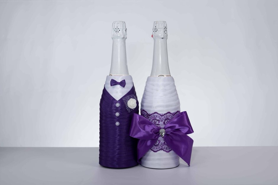 Свадебные бутылки с поталью