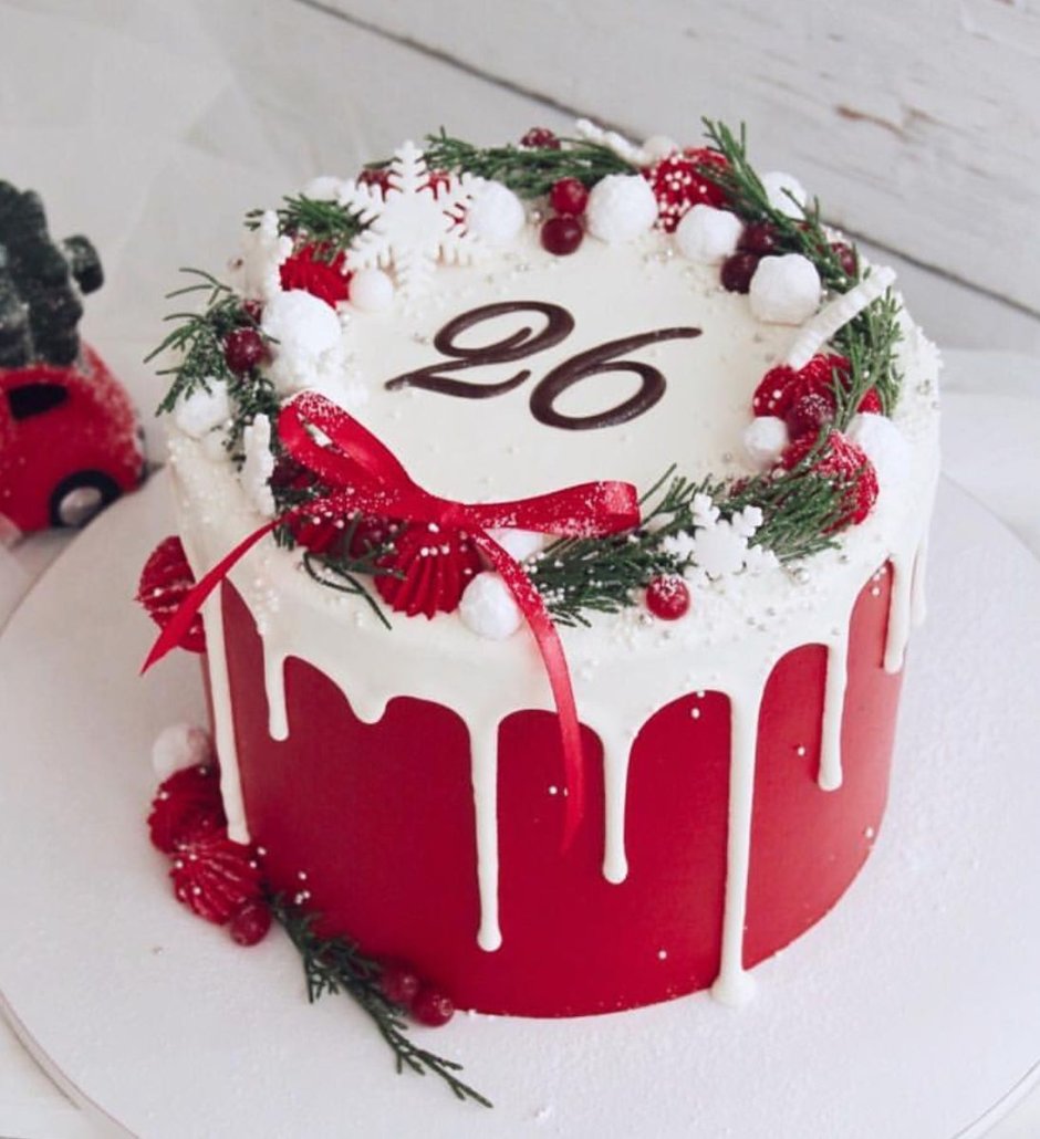 Красный новогодний торт