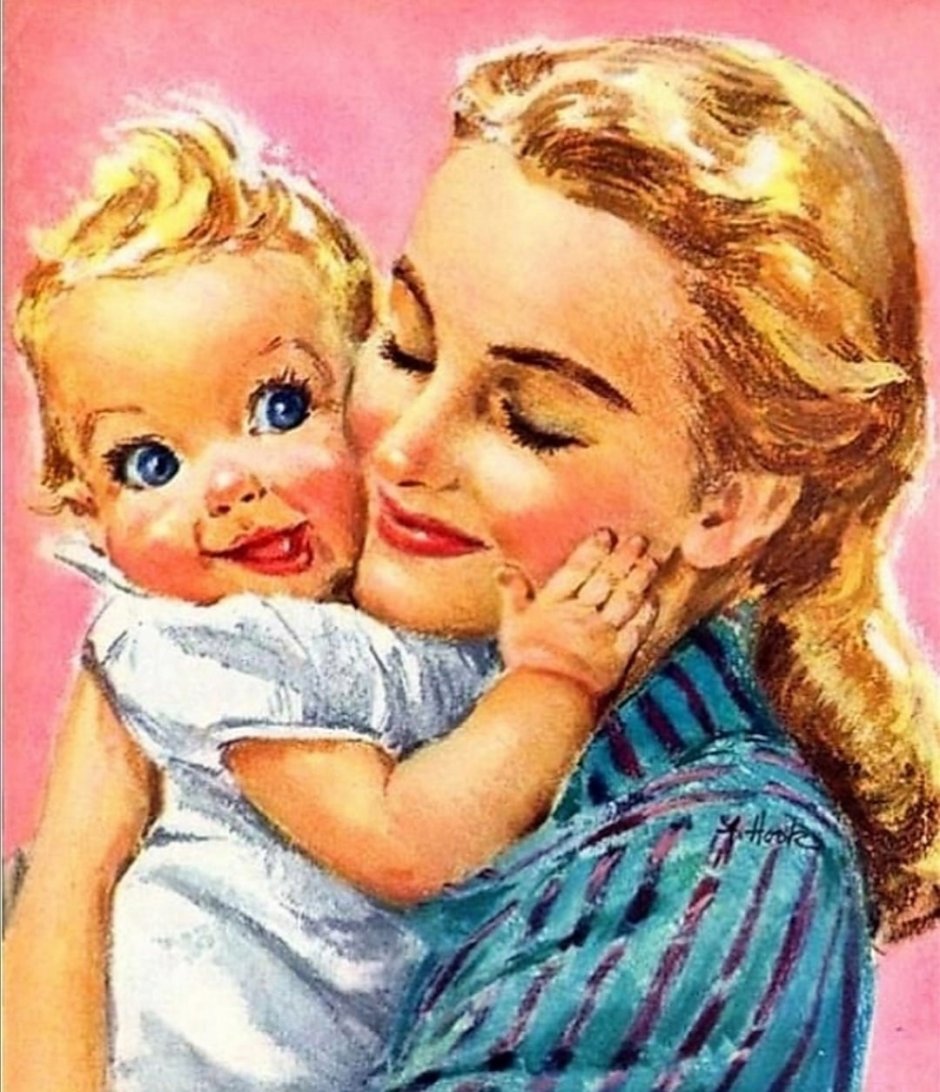 Открытка мама с ребенком
